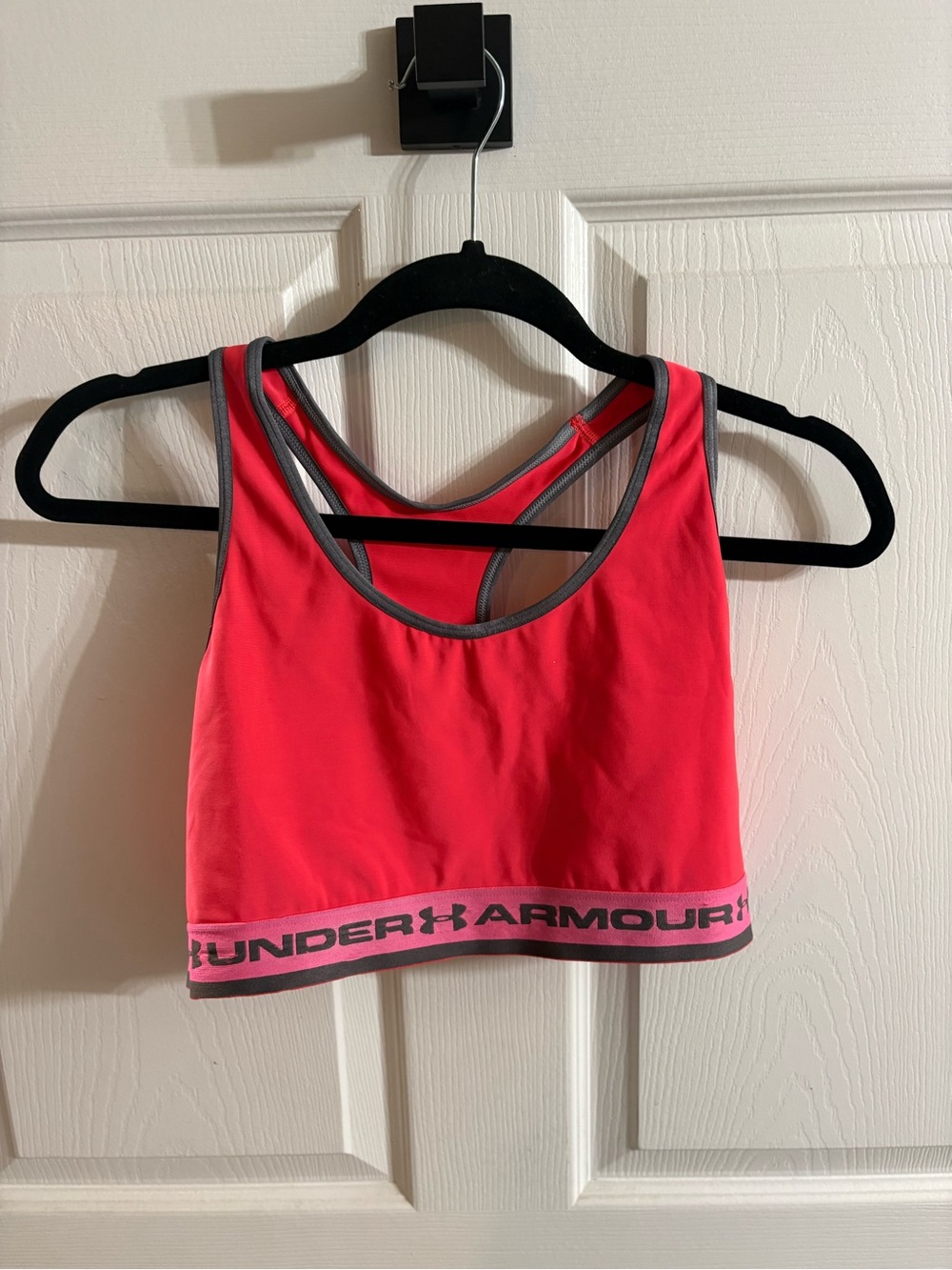 Under Armour Coral Pink Sports Bra with Gray Trim